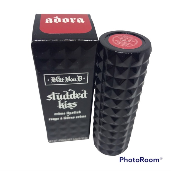 KVD Kat Von D Studded Kiss Creme Lipstick ADORA metallic golden red glam goth - Picture 2 of 8